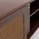 ТВ-тумба из ореха с плетеным декором Eland Wooden Wicker TV Stand варинант исполнения - 7 | Loft Concept в Омске