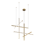 Люстра с 6-ю  пересекающимися цилиндрическими плафонами на тонких тросах Trumpet tube варинант исполнения - 2 | Loft Concept в Омске