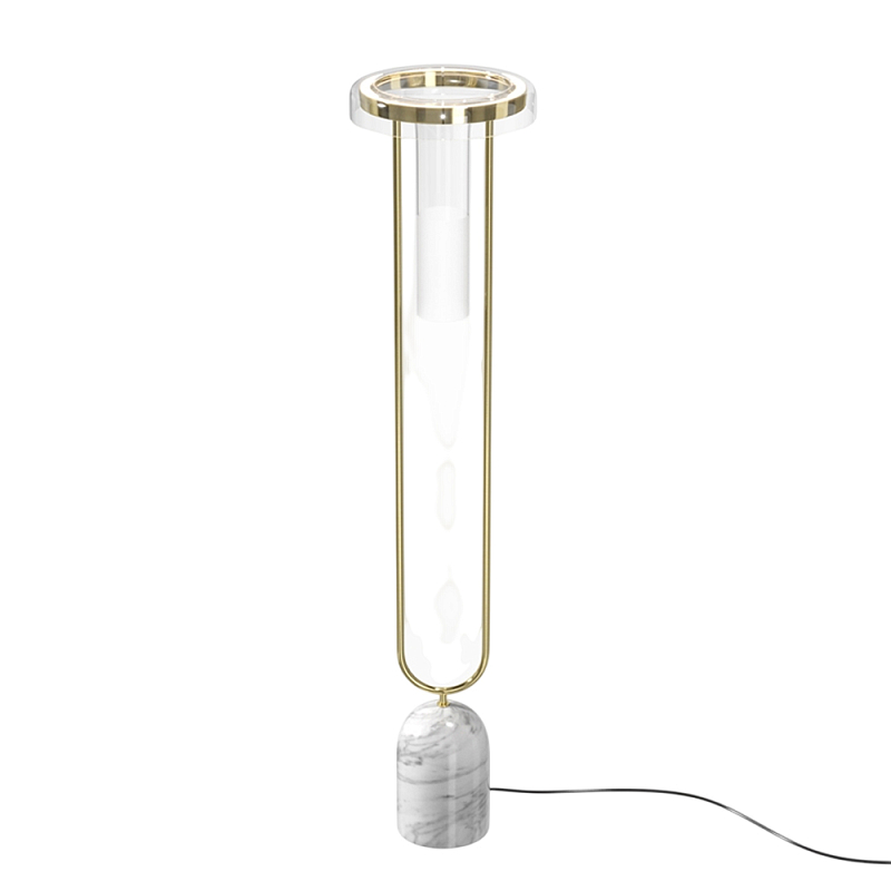 Напольный торшер светодионый Ikebana 3000К 24Вт Латунь Прозрачный в Омске | Loft Concept 