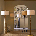 Торшер с фактурным массивным корпусом и тканевым цилиндрическим абажуром Textured Monolith варинант исполнения - 5 | Loft Concept в Омске