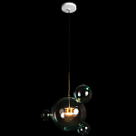 Подвесной светильник с прозрачными бирюзовыми стеклянными шарами и золотыми деталями Диаметр 43 Giopato & Coombes варинант исполнения - 2 | Loft Concept в Омске