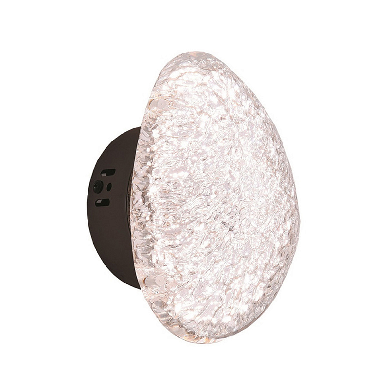 Бра с прозрачным рельефным плафоном на черном металлическом основании Iona Черный Прозрачный в Омске | Loft Concept 