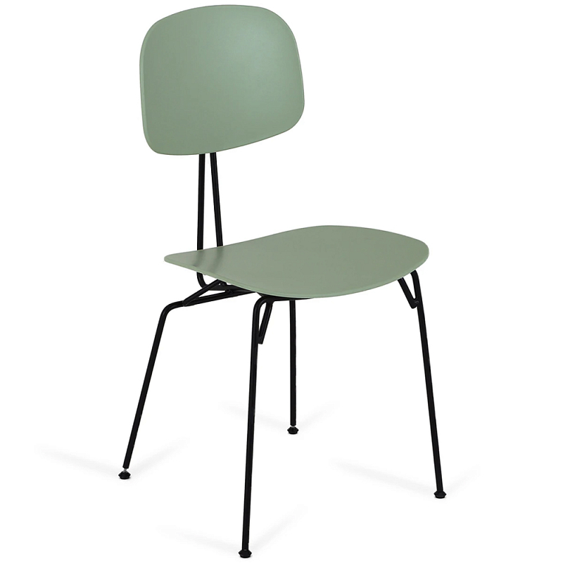Стул на металлических ножках Travis Chair Green Черный Зеленый шалфей Стул на металлических ножках Travis Chair Green Черный Зеленый шалфей в Омске | Loft Concept