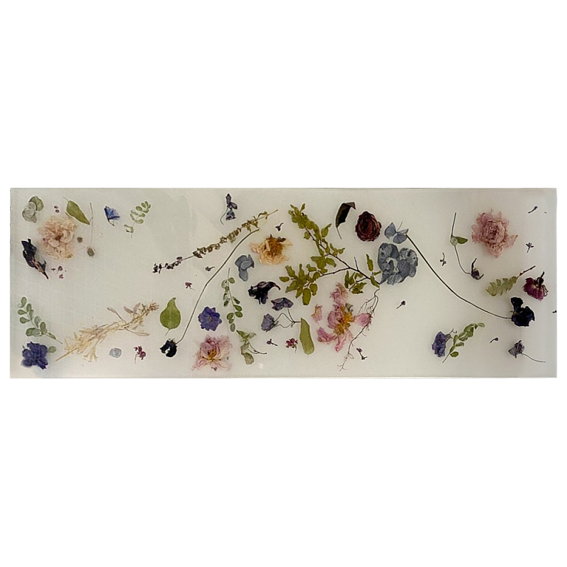 Поднос для ванны из эпоксидной смолы с цветами белая Epoxy Resin Flowers Bath Tray White Белый Мульти в Омске | Loft Concept 