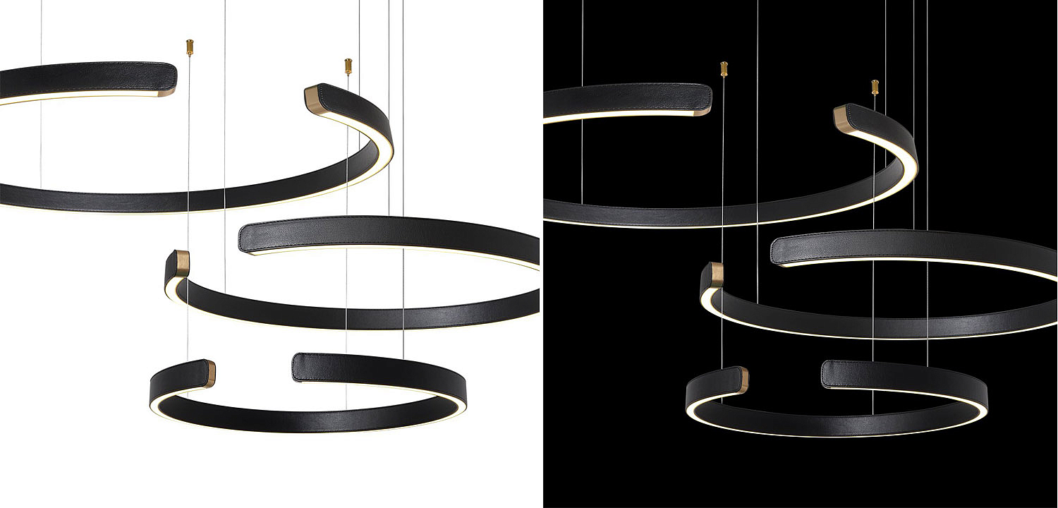 Люстра Half Ring 3 black leather Люстра Half Ring 3 black leather - Loft-Concept в Омске
