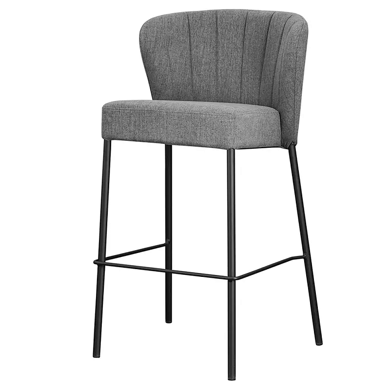 Стул барный серый с широкой закругленной спинкой Bar Chair Gray Серый Стул барный серый с широкой закругленной спинкой Bar Chair Gray Серый в Омске | Loft Concept