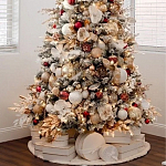 Заснеженная Новогодняя Ель с золотыми листьями и цветами в комплекте варинант исполнения - 3 | Loft Concept в Омске