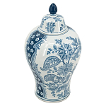 Ваза с крышкой и голубым цветочным рисунком 37 см Blue & White Ornament варинант исполнения - 1 | Loft Concept в Омске