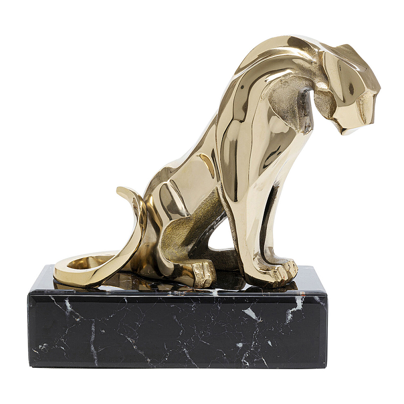Декоративная фигура Golden Lion Черный Мрамор Nero Глянцевое золото в Омске | Loft Concept 
