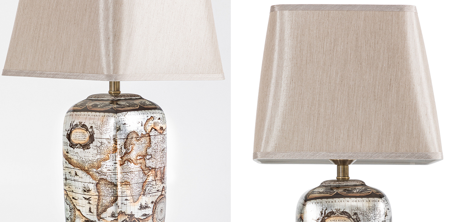 Настольная лампа Vintage World Map Lampshade Настольная лампа Vintage World Map Lampshade - Loft-Concept в Омске