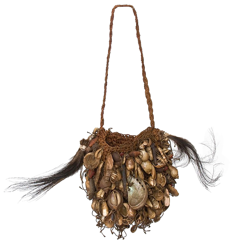Декоративный аксессуар сумка из ракушек и перьев Aboriginal Bag Brown Коричневый Декоративный аксессуар сумка из ракушек и перьев Aboriginal Bag Brown Коричневый в Омске | Loft Concept