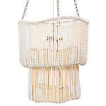 Двухъярусная люстра с подвесками из круглых деревянных бусин белая White Beads Two-tier Chandelier варинант исполнения - 1 | Loft Concept в Омске