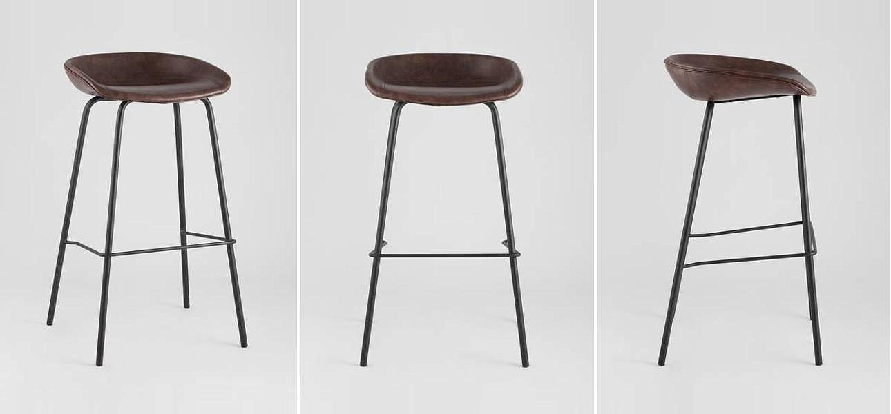 Стул Барный без Спинки Винтажная Коричневыя Экокожа Vendramin Bar Chair - Loft-Concept в Омске