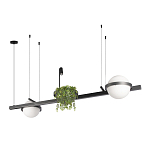 Подвесной светильник линейный с 2-мя шарообразными плафонами и цилиндрическим спотом Light of Еyes варинант исполнения - 8 | Loft Concept в Омске