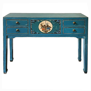 Консоль в китайском стиле с 4-мя ящиками Chinese Elm Console Table