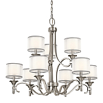 Люстра с белыми тканевыми абажурами в прозрачных стеклянных цилиндрах Kichler варинант исполнения - 1 | Loft Concept в Омске