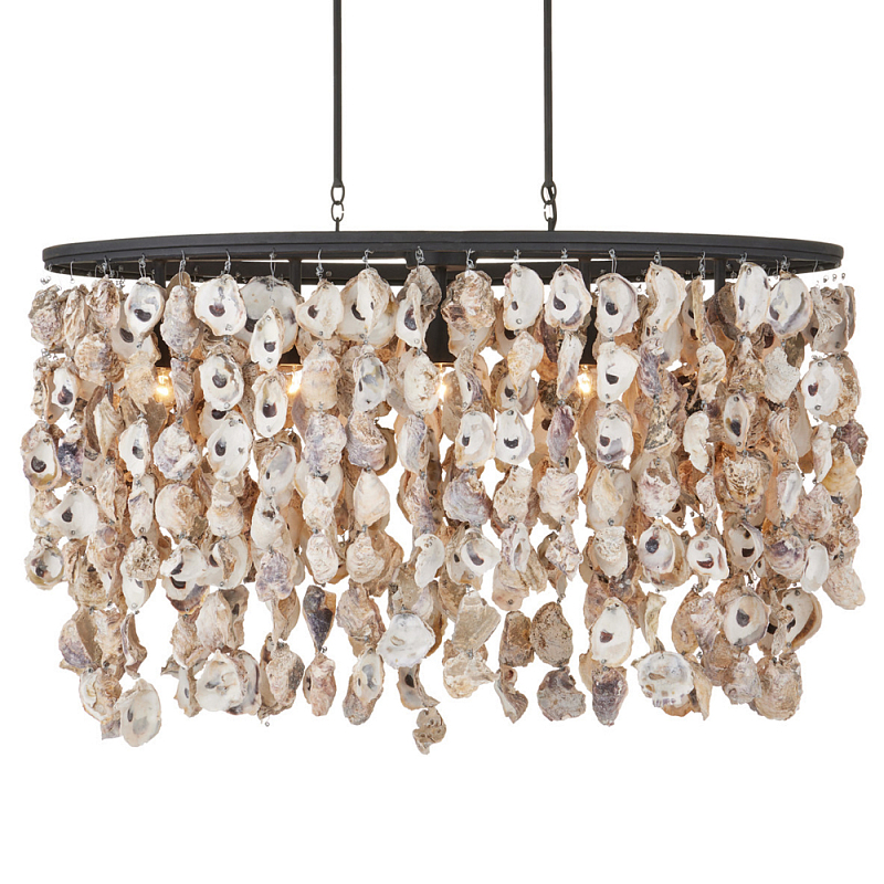 Люстра овальная с подвесками из устричных раковин Sea Ravens Черный в Омске | Loft Concept 
