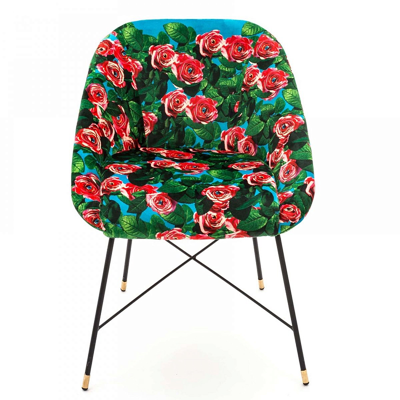 Кресло Seletti Padded Chair Roses Мульти Черный в Омске | Loft Concept 