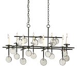 Люстра подвесная с 8-ю лампами и стеклянными круглыми подвесками Currey & Company варинант исполнения - 1 | Loft Concept в Омске