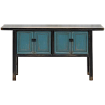 Деревянная консоль в китайском стиле с дверцами голубая Qin Console Table Blue варинант исполнения - 1 | Loft Concept в Омске