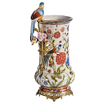 Ваза фарфоровая с птицей на бронзовой ветке и цветочной росписью Garden of Eden варинант исполнения - 1 | Loft Concept в Омске