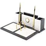 Настольный письменный набор из белого мрамора с часами Marble Accessory варинант исполнения - 2 | Loft Concept в Омске