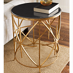 Приставной стол с металлическим золотым  основанием и чёрной столешницей Paradigm варинант исполнения - 1 | Loft Concept в Омске