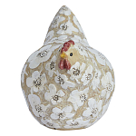 Статуэтка курица с резными белыми цветами на бежевой фактурной поверхности Rustic Chicken варинант исполнения - 1 | Loft Concept в Омске