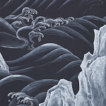 Обои ручная роспись Matsushima Waves Roka on Edo Night painted silk варинант исполнения - 1 | Loft Concept в Омске