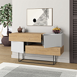 Комод c 2-мя белыми дверцами и 2-мя выдвижными ящиками цвета древесины EROS CONSOLE OAK WHITE варинант исполнения - 2 | Loft Concept в Омске