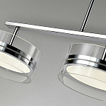 Люстра светодиодная с 4-мя круглыми прозрачными плафонами цилиндрической формы из акрила и стекла с пультом для регулировки света Glass Lamp Chromium варинант исполнения - 3 | Loft Concept в Омске