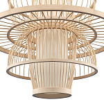 Подвесной светильник фигурный из деревянных прутьев с плафоном из натуральной ткани Light Inside the Cell варинант исполнения - 5 | Loft Concept в Омске