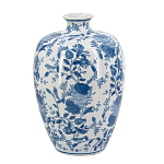 Ваза фарфоровая с узким горлышком и синими цветочными мотивами Independence варинант исполнения - 2 | Loft Concept в Омске