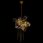 Люстра подвесная со стеклянными плафонами из дымчатого и золотистого с шестью вертикальными подвесками Gilded Mirage  варинант исполнения - 3 | Loft Concept в Омске