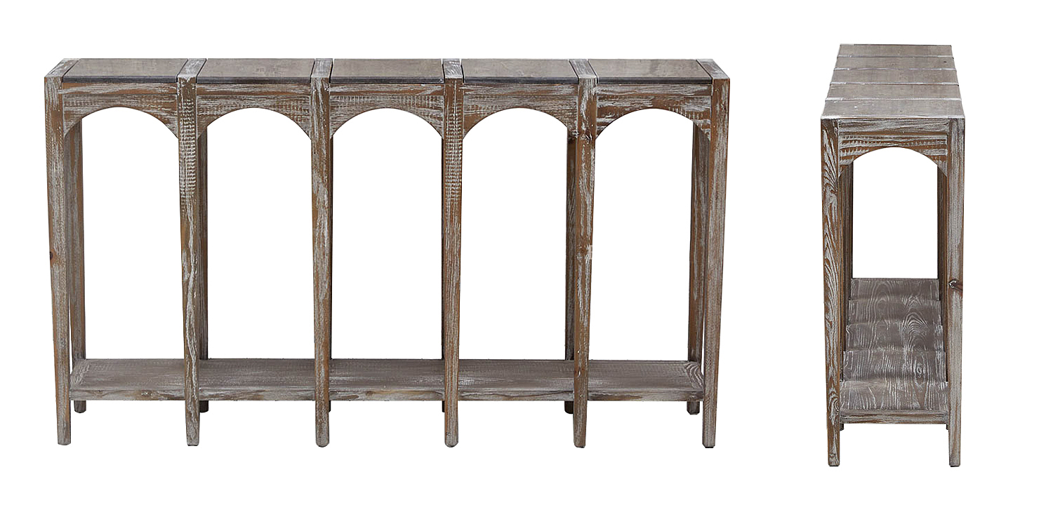 Деревянная консоль с каменной столешницей Beata Wood Console - Loft-Concept в Омске