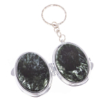 Зеркало брелок карманное двухстороннее из натурального камня Серафинит Stone Mirrors варинант исполнения - 2 | Loft Concept в Омске