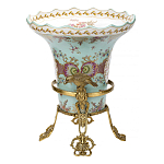 Ваза из голубого фарфора с рисунком птиц и цветов и декоративными элементами Blue Garden варинант исполнения - 2 | Loft Concept в Омске