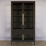 Витрина Primo со стеклянными фасадами и 2 ящиками Темный орех варинант исполнения - 1 | Loft Concept в Омске