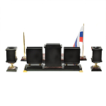 Настольный письменный набор из креноида и змеевика на бронзовых ножках Marble Accessory варинант исполнения - 4 | Loft Concept в Омске