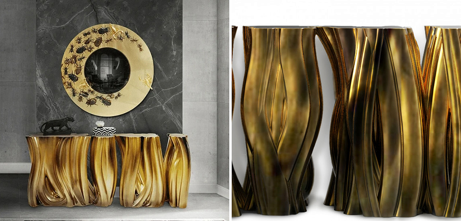 Консоль Модульная Monochrome Console Gold in Molded Fiberglass Консоль Модульная Monochrome Console Gold in Molded Fiberglass - Loft-Concept в Омске