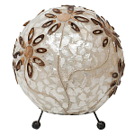 Настольная лампа из перламутра на металлическом каркасе Indonesian Ball варинант исполнения - 3 | Loft Concept в Омске