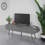 ТВ-тумба серая с 2-мя откидными дверцами и 2-мя открытыми полками CAPSULE TV STAND RETRO GREY варинант исполнения - 3 | Loft Concept в Омске