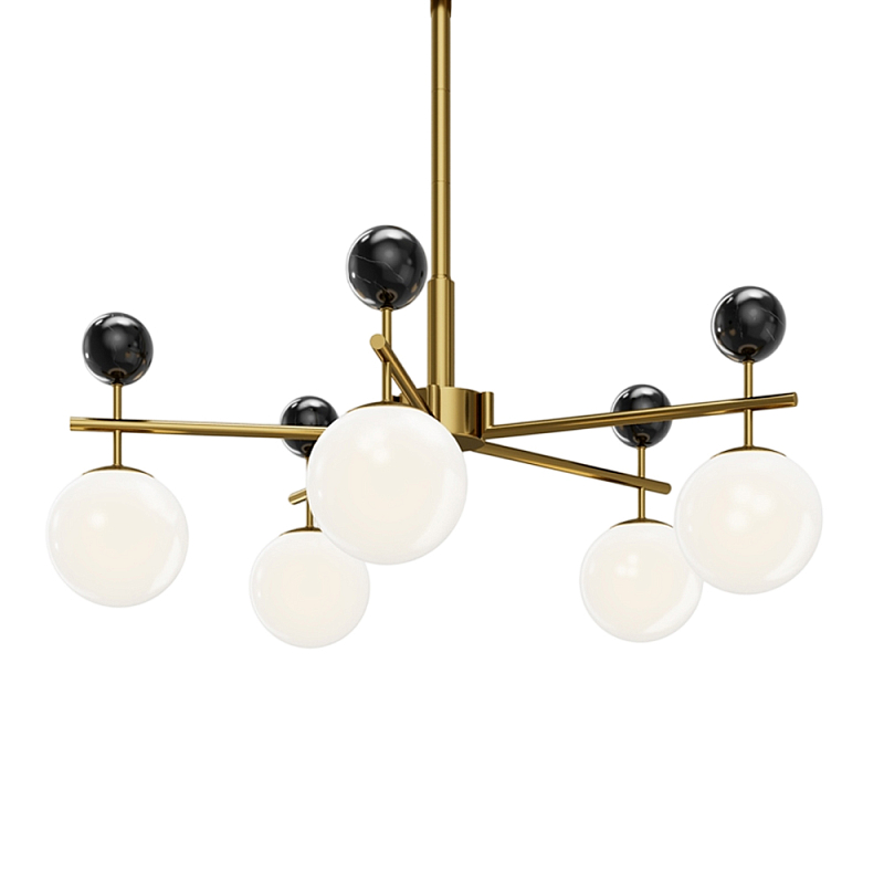 Люстра подвесная Museo G9 Латунь Черный Молочный в Омске | Loft Concept 