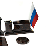 Настольный письменный набор с часами из природного камня обсидиана  Gift for Manager варинант исполнения - 5 | Loft Concept в Омске