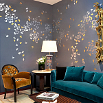 Обои ручная роспись Gingko Colourway SC-98 on Gun Metal dyed silk варинант исполнения - 1 | Loft Concept в Омске