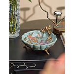 Блюдо из голубого фарфора с бронзовой птичкой Blue Garden варинант исполнения - 4 | Loft Concept в Омске