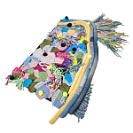 Ковер разноцветный из джинсовой одежды и армейских палаток Upcycling варинант исполнения - 1 | Loft Concept в Омске