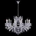 Люстра подвесная с 12-ю лампочками и прозрачными хрустальными подвесками на хромированном основании Crystal lamps варинант исполнения - 2 | Loft Concept в Омске