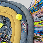 Ковер разноцветный из джинсовой одежды и армейских палаток Upcycling варинант исполнения - 4 | Loft Concept в Омске