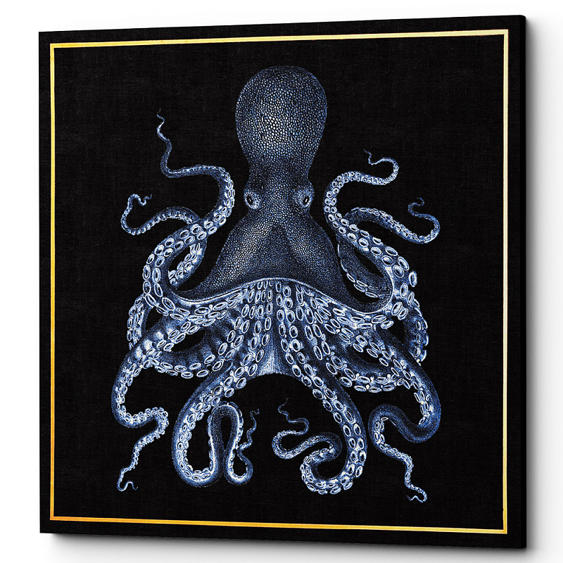 Постер Blue Octopus Poster 2 Черный Морская синь Постер Blue Octopus Poster 2 Черный Морская синь в Омске | Loft Concept